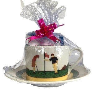 Christopher Stuart Optima Cup and Saucer HK204 Fairway Golf Gift Fine China Vtg